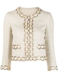 Moschino Pre-Owned 1990s Hoop Embellishment Collarless Jacket | Neutrals | FARFETCH at Farfetch